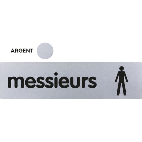 Plaque de porte Messieurs - Classique argent 170x45mm - 4320854