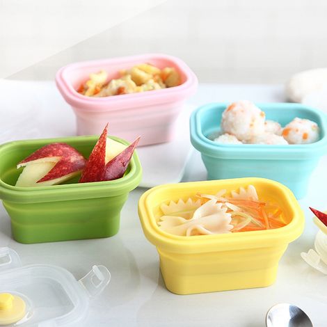 Boîte De Rangement Alimentaire - Boîte À Repas Pliable Avec Couvercle - Compatible Micro-ondes Et Congélateur - 4 Pièces (1/5)