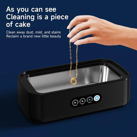 Pulitore a ultrasuoni da 650 ml, pulitore a ultrasuoni a basso rumore da 49000 Hz, con display LED One Touch e 3 modalità di tempo per gioielli, anelli, occhiali, orologi, testine di rasoio, protesi d (1/4)
