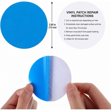 Lot de 20 patchs de réparation pour piscine, patch auto-adhésif en vinyle pour liner de piscine, autocollant étanche pour réparation de fuites (pour piscines hors sol) (1/4)