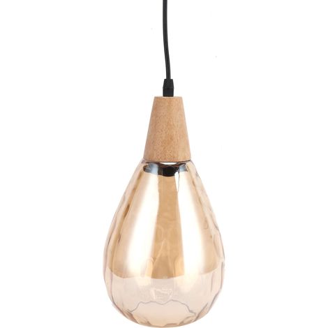 Suspension – fil 3.4ft – support E27 – abat-jour verre grain d’eau – lustre – éclairage intérieur (1/5)