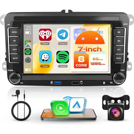 6G+128G 8 Cores 7'' Android Car Radio for Golf 5 6 Polo Tiguan Passat Touran Caddy T5 Trasporter with Carplay Android Auto Mirror Link Bluetooth FM/RDS/EQ/DSP WiFi GPS SWC Reversing Camera (1/5)