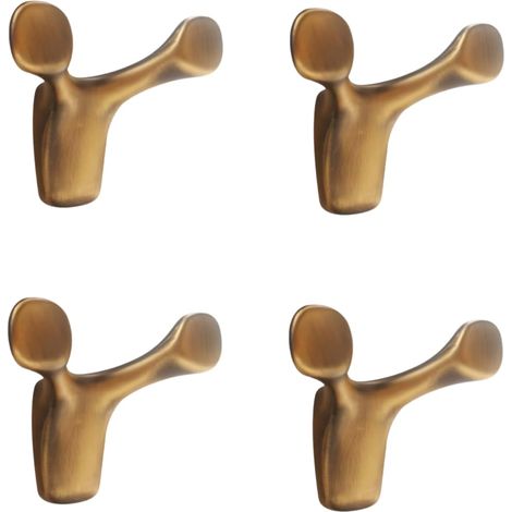 4 Stück Doppelwandhaken aus Zinklegierung für Badezimmer, Schlafzimmer und Küche, Schrauben inklusive (braun)