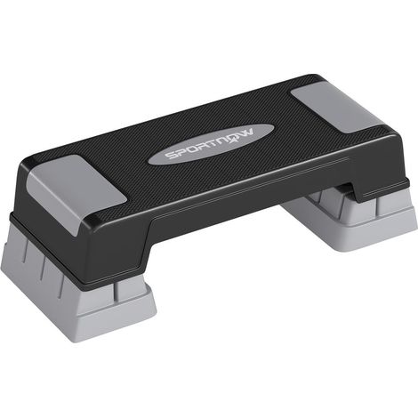 Step Fitness Aérobic Marchepied Entraînement Cardio 3 Niveaux Réglables Surface Antidérapante Charge Max 250 kg Gris (1/5)