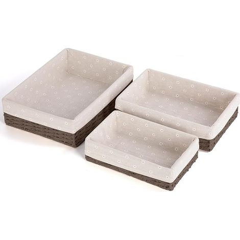 3er-Set Aufbewahrungskörbe, gewebte Aufbewahrungskörbe, Aufbewahrungskörbe und -boxen, Aufbewahrungskorb für Badezimmer, Küche, Wickeltisch-Organizer (Kaffee) (1/5)