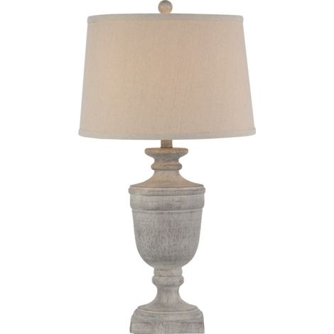 Ossia Table Lamp with Linen Shade - Resin - L38 x W38 x H71 cm - White