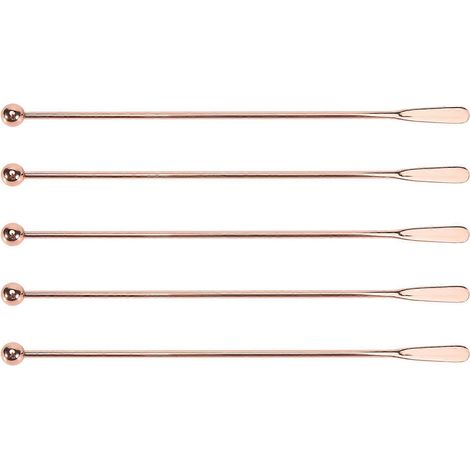 Lot de 5 agitateurs à cocktails en acier inoxydablefinition or roseforme droite1 pièce or rose (1/5)