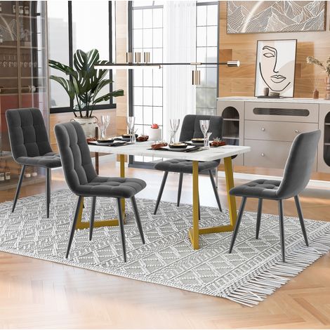 Ensemble table à manger 4 chaises, 117 x 68 x 75 cm, gris HAVRYA (1/5)