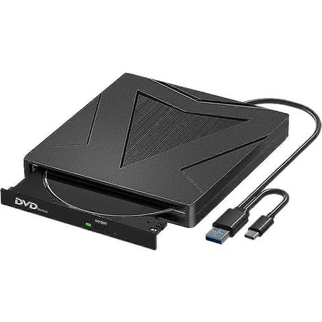 Graveur CD/DVD externe portable USB 3.0 +/-RW, lecteur DVD/CD-ROM fin pour ordinateur portable et de bureau (1/5)