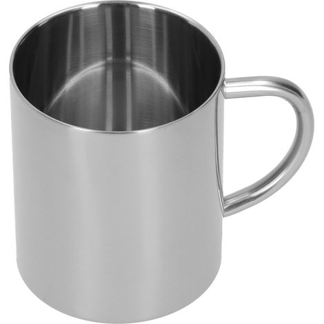 400 ml doppelwandiger, isolierter Edelstahlbecher 304 mit hitzebeständigem Griff (Silber)