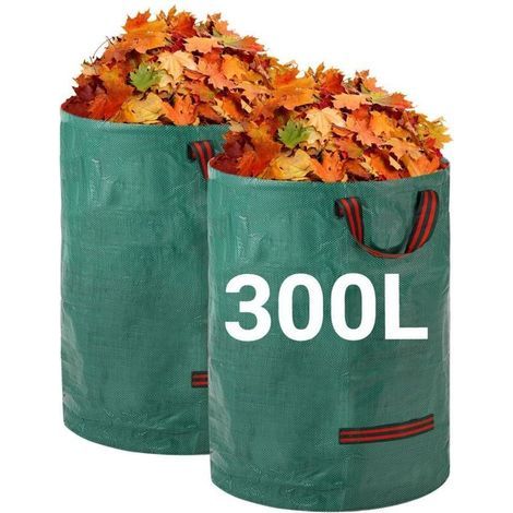 Robuste Gartenabfallsäcke – 2er-Pack, 300 l, wiederverwendbare Gartensäcke mit Griffen – strapazierfähiges Gewebe für Laub, Abfall und Gartenabfälle – wasserdichte Gartenabfallsäcke (1/5)