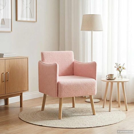 vidaXL Sedia d'accento Rosa Bouclé (1/5)