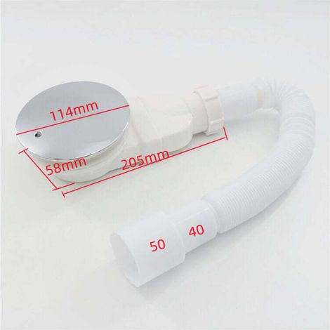 Receveur de douche 90 mm, extra plat, caniveau de douche, bonde avec système de neutralisation des odeurs, filtre à cheveux, flexible, couvercle chromé, monobloc, blanc, pour salle de bain et cuisine. (1/3)