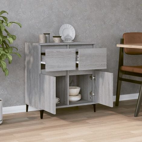 Buffet de Cuisine Bas en Bois d'Ingénierie, Couleur Gris Sonoma, 60 x 35 x 70 cm, Meuble Rangement Compact avec Portes pour Salon ou Entrée (1/5)