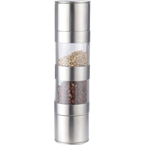 Moulin À Poivre - Céramique Haute Pression - Acier Inoxydable Brossé - Double Tête - Réglage Épaisseur - Usage Cuisine Maison - 1 Pièce (1/5)