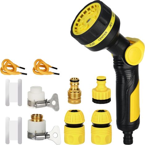 Pommeau de douche de jardin - 10 modes de pulvérisation - Multifonction - Haute pression - Débit d'eau réglable - Pour irrigation de jardin, douche pour animaux de compagnie, lavage de voiture (1/5)
