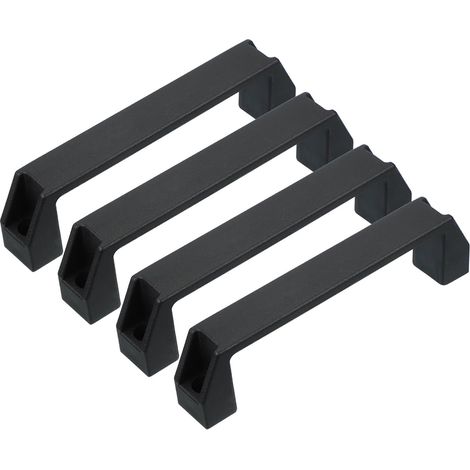 Poignées de Tirage en Plastique de 180 mm de Centres de Trous, 4 Pièces Poignées de Tiroir Carrées Quincaillerie de Cuisine pour Bagages Équipement Mécanique Porte, Noir (1/5)