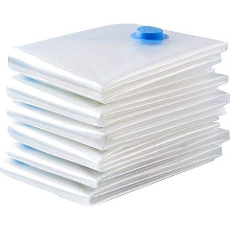 6 Pièces 70x50cm Sac de Compression Housse Aspirable Rangement Réutilisables pour Matelas, Tente, Couettes, Literie, Oreillers (1/5)