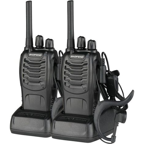 BF-88E 1500mAh Ultra-Long Standby Battery Walkie Talkie EU Standard Black 2PCS