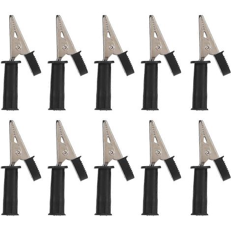10 pinces crocodiles isolées, ouvertures de 5 mm en cuivre pur, pinces de test avec fiche jack de 4 mm pour tests expérimentaux (1/4)