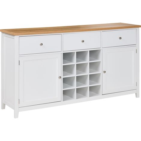 Aparador 2 puertas con estantes cajón y botellero almacenaje de estilo moderno elegante blanco Lucaston