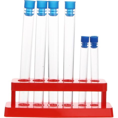 ensemble de tubes à essai en plastique avec support de rangement, accessoires pour expériences scientifiques-15.00X1.60X1.60CM (1/4)