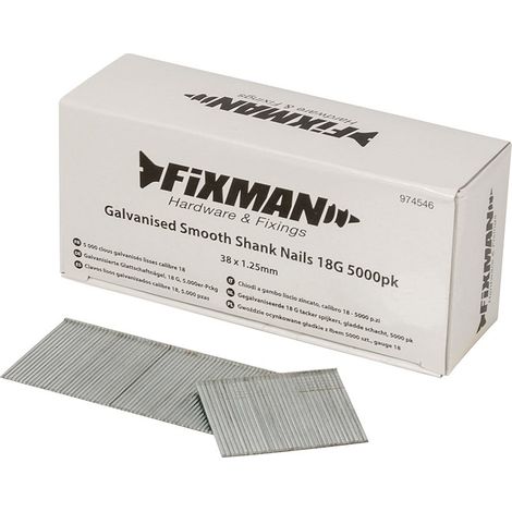 Fixman chiodi a gambo liscio zincato, 18G, argento, 974546