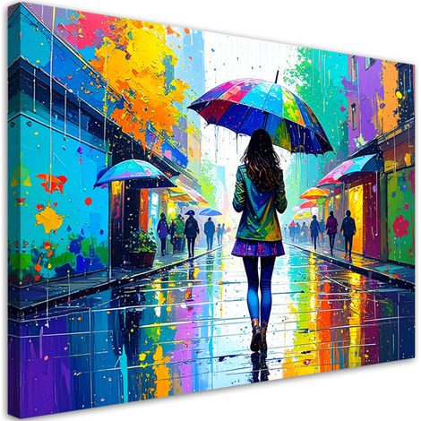 Wandbild Mädchen mit Regenschirm Street Art 60x40 cm (1/5)