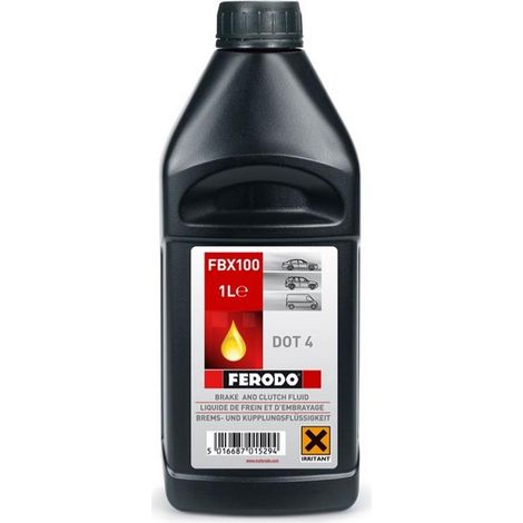 Liquide de frein synthétique DOT 4 – Bidon 1L – Point d'ébullition supérieur à 230°C – Non corrosif pour joints caoutchouc – Ferodo