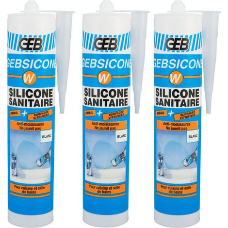 Lot de 3 Mastics silicone d'étanchéité Gebsicone W 310ml GEB - Couleur: Translucide