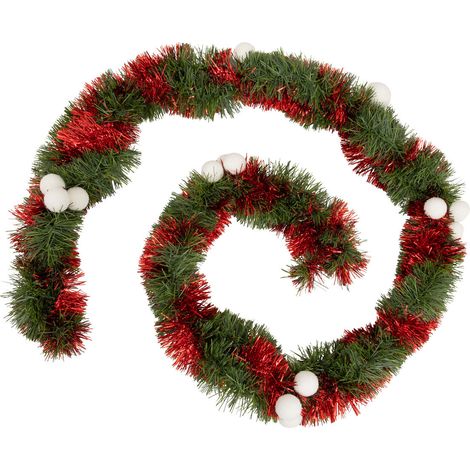 Guirlande de Noël BOA large 10 cm Vert et Rouge avec déco Longueur 2.7 mètres - Feeric Christmas (1/3)