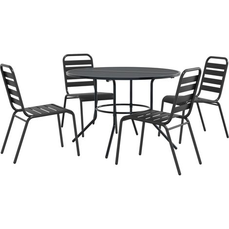 Maison Exclusive - Set Sedie Giardino Impilabili 5pz Antracite Acciaio Verniciato