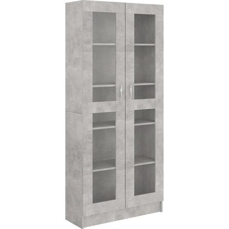 Vetrina/libreria contemporanea 82,5 x 30,5 x 185,5 cm legno composito grigio cemento 020047763