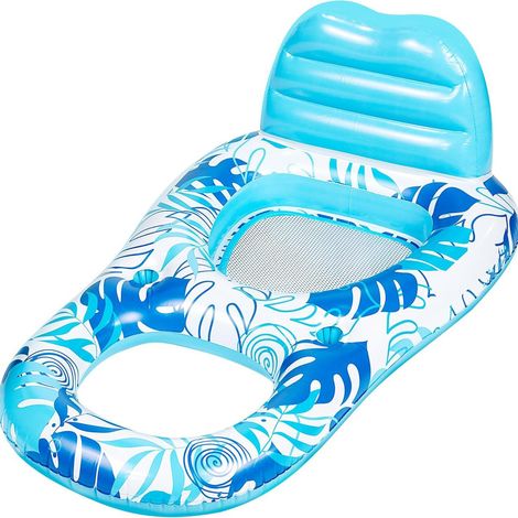 Colchón inflable para adultos, tumbona inflable para piscina, boya flotante tipo balsa con portavasos, reposapiés y respaldo reclinable. (1/5)
