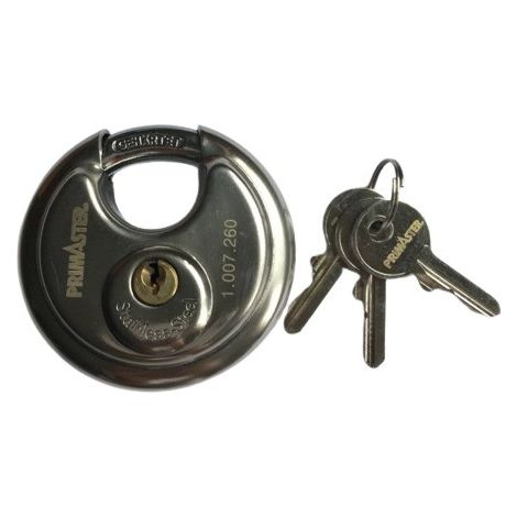 Primaster Rundschloss Edelstahl 68 mm inkl. 3 Schlüssel Vorhängeschlösser
