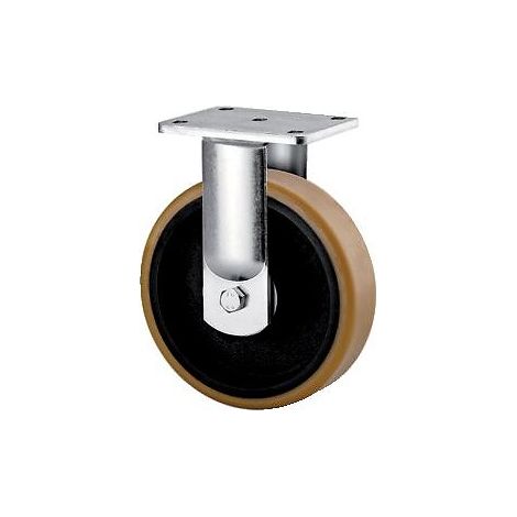 Roulette fixe sur platine bandage polyuréthane pour charges lourde type 9688, Ø 200 mm, charge 1000 kg - Tente