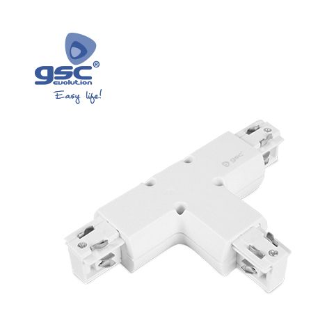Conector T 3 vias para foco carril LED Negro