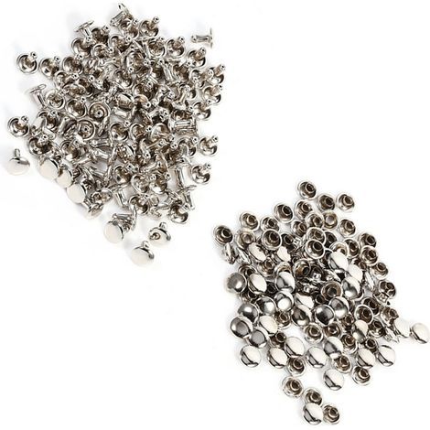 100 Rivets Double Capsule 8x8mm pour Artisanat Cuir et Réparations, Clous Métalliques Décoratifs Argenté