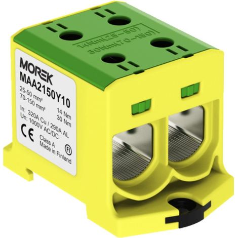 Terminal de carril Morek para conexión de cables de 25-150 mm² 2xAl/Cu OTL 150-2 terminal universal amarillo-verde 4214 (1/5)