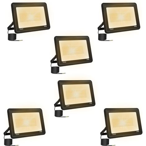 6 Pièces Projecteur Led Extérieur 50W, Spot Led Exterieur 5000LM 3000K Blanche Chaude IP66 ImperméAble Projecteur Exterieur Pour Jardin Garage Patio Grange Cour