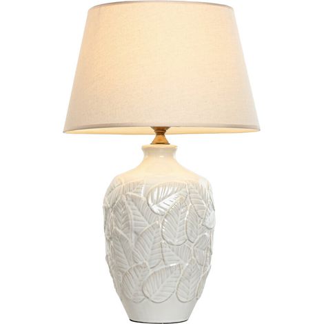 Lampara Sobremesa Porcelana Algodon 40X40X64 Hojas (1/4)