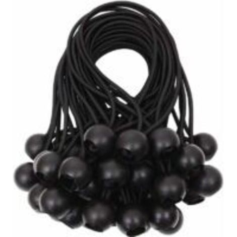 Pack of 15 Elastic Bungee Cords, Tarp Tensioners with Balls, Elastic Rubber Bungee Cords, for Tarps, Suitable for Tents, Banners, Nets, Curtains, Extension Harnesses (Black) (1/3)
