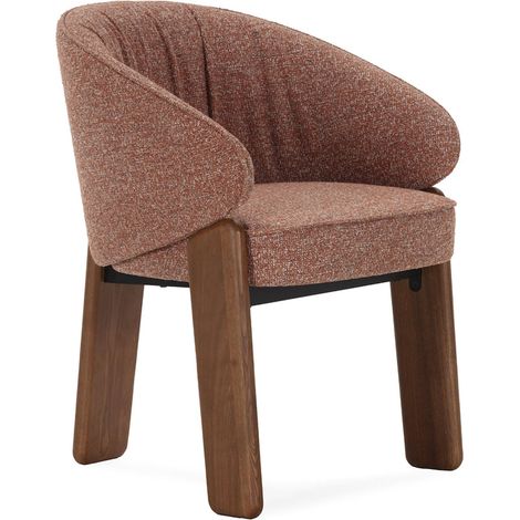 Chaise en frêne et tissu brique - Noyer, brique (1/5)