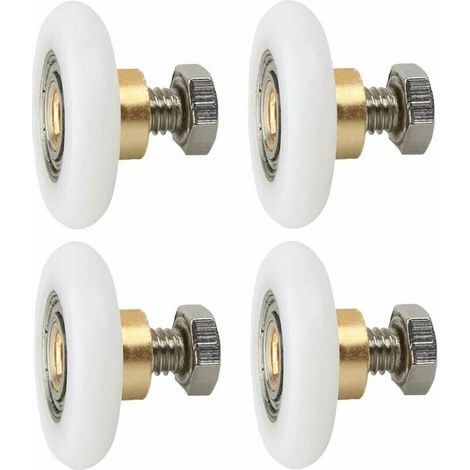 YMYNY 4 Stück Duschtürrollen 23 mm, Duschtür-Ersatzräder, geriffelte Duschtür-Ersatzrollen mit Schraubendurchmesser (1/4)