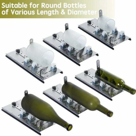 NALOOKAMIC Coupe bouteille en verre , Kit de coupe pour bouteille en verre réglable Outil , Ensemble De Machine De Découpe En Acier Inoxydable Pour Vin Bière Alcool Whisky Alcool Champagne Bouteilles (1/2)