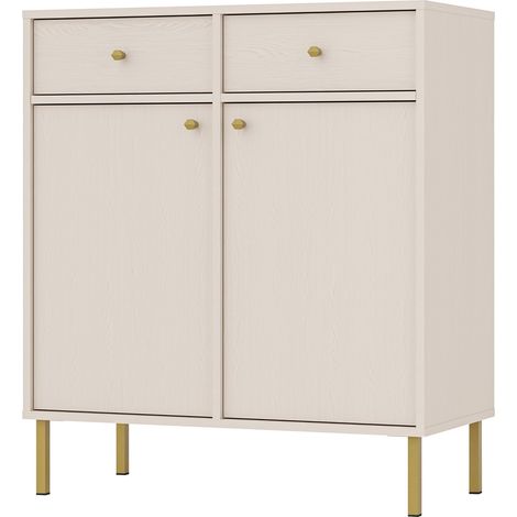 Selsey Oktio - Sideboard 2-türig mit 2 Schubladen, sandbeige, 84 cm