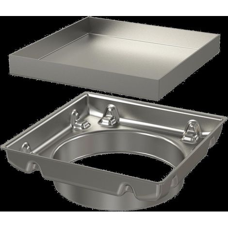 Élément d'extension de la superstructure AlcaDrain + Grille double face 130×130 mm, acier inoxydable (1/2)