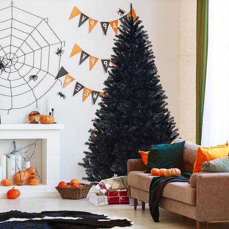 Déco Festive Personnalisée Sapin de Noël Artificiel Noir 228cm 1258 Branches PVC Pliable Maison et Bureau (1/5)