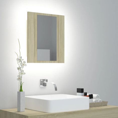 Armoire de rangement,Armoire à miroir LED de bain Chêne sonoma 40x12x45 cm Acrylique CFW67462 (1/5)