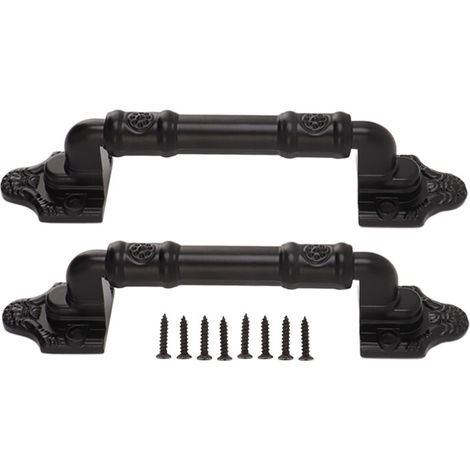 2 Pièces Poignée de Porte Fer Cuisson Peinture Levier confidentialité Serrure de Porte Robuste Surface Lisse Noir Flexible Moderne Leviers de Porte pour Porte D'entrepôt Porte (1/5)